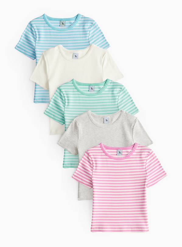 Stripe & Plain Ribbed T-Shirt 3 Pack  5 years